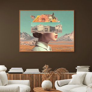 Lienzo Retrato surrealista con paisaje arquitectónico