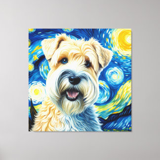 Lienzo Retrato Terrier Perro de llanta blanda estrellada