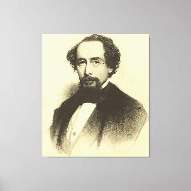 Lienzo Retrato vintage de Charles Dickens (Anverso)