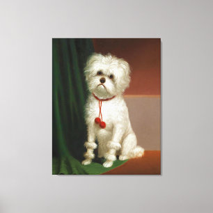 Lienzo Retrato Vintage De Un Perro Blanco