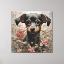 Lienzo Retratos de raza de perro de flores 11