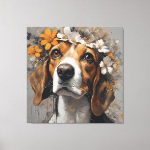 Lienzo Retratos de raza de perro de flores 17