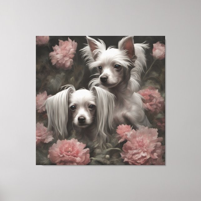Lienzo Retratos de raza de perro de flores 20 (Anverso)