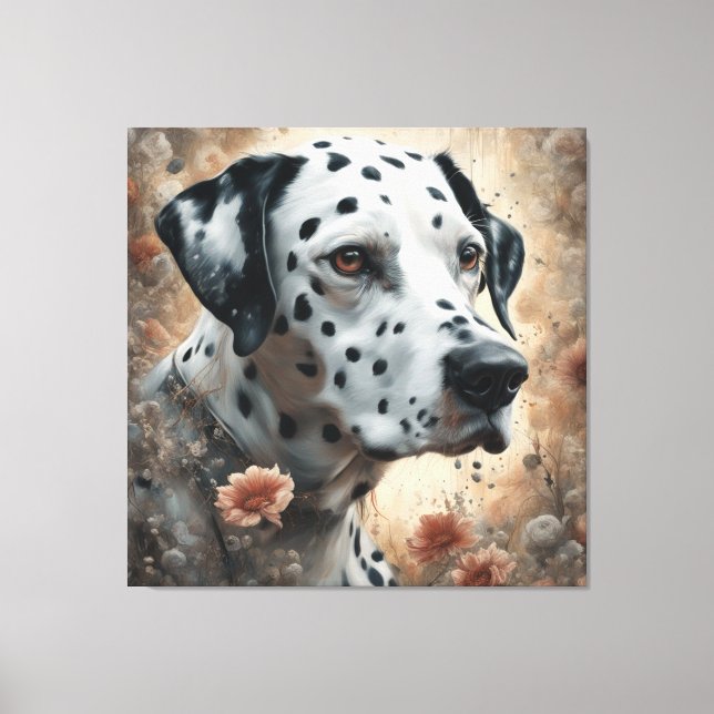 Lienzo Retratos de raza de perros de flores 3 (Anverso)