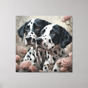 Lienzo Retratos de razas de perros florales 4