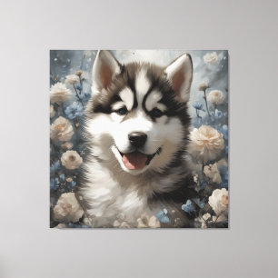 Lienzo Retratos de razas de perros florales 7