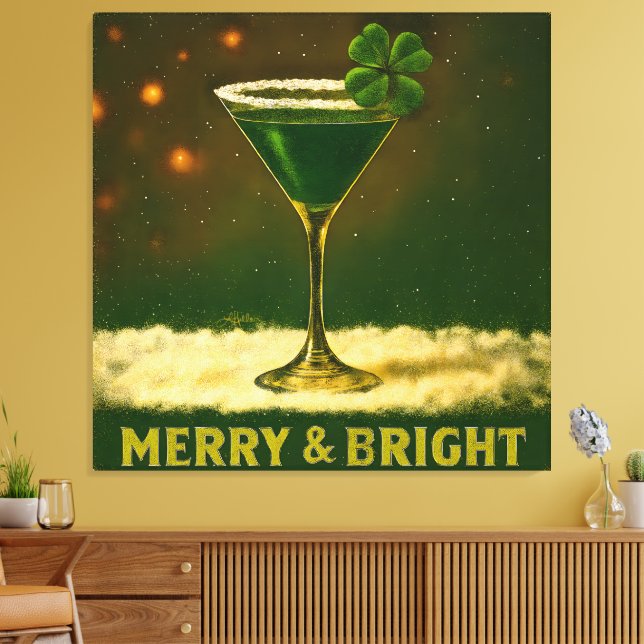 Lienzo Retro 50s 4 Leaf Clover Irish Christmas Martini (Insitu (Sala de estar))