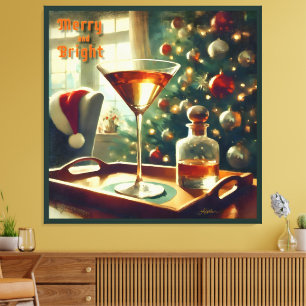 Lienzo Retro 50s Manhattan Martini Para Santa