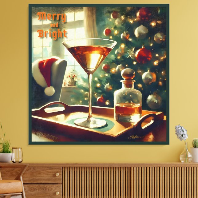 Lienzo Retro 50s Manhattan Martini Para Santa (Insitu (Sala de estar))