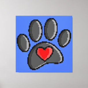 Lienzo Retro 80 Videojuego 8 bits Pixel Art Dog Paw Print