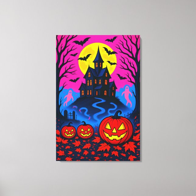 Lienzo Retro 80s Style Halloween Pop Art (Anverso)
