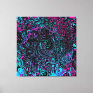 Lienzo Retro Acuarela Magenta y Negro Torbellino Abstract