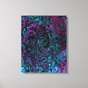 Lienzo Retro Aqua Magenta y Black Abstract Swirl