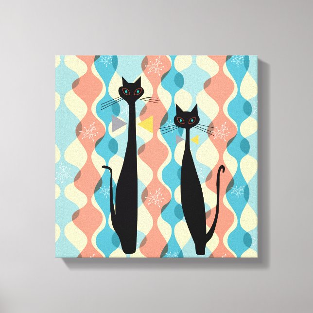 Lienzo Retro Atomic Era MCM Guay Cat Canvas v2 (Anverso)