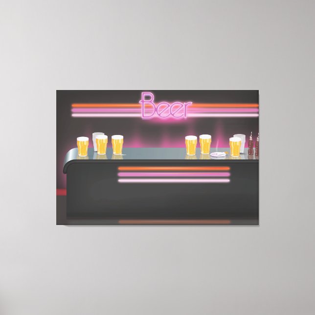 Lienzo Retro Bar de los años 1980 (Anverso)