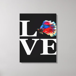 Lienzo Retro Betta Fish Love |Amante del acuario