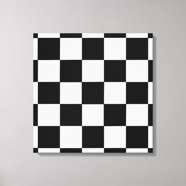Lienzo Retro Black and White Checkerboard Canvas Wall Art (Anverso)