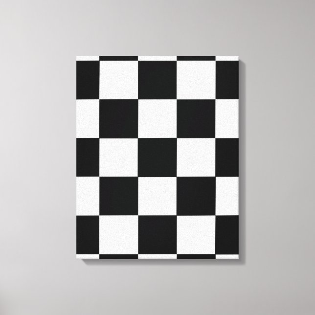 Lienzo Retro Black and White Checkerboard Canvas Wall Art (Anverso)