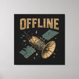 Lienzo Retro Broken Satellite "OFFLINE" Space Art