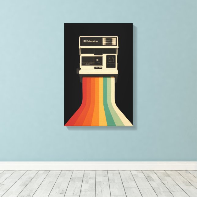 Lienzo Retro Camera with Rainbow Print (Insitu (piso de madera))