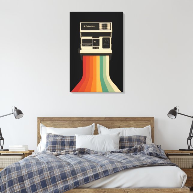 Lienzo Retro Camera with Rainbow Print (Insitu(Dormitorio))