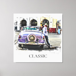 Lienzo *~* Retro Clásico Hombre Antiguo de Coche Vintage