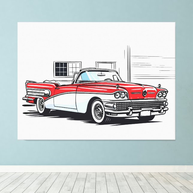 Lienzo Retro Classic Convertible Side Pop Art (Insitu (piso de madera))