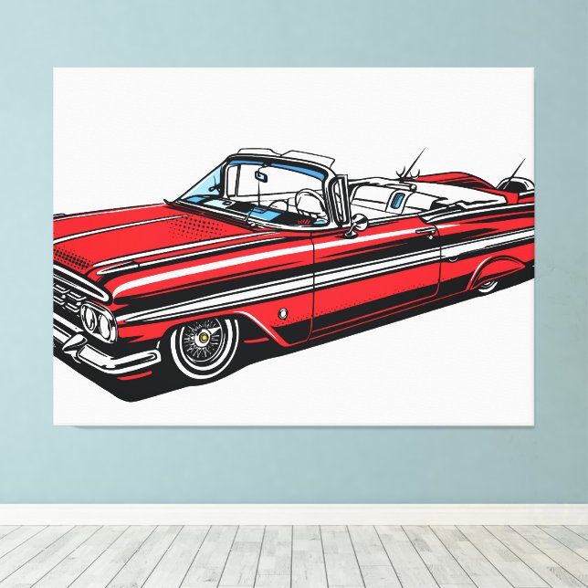 Lienzo Retro Classic Convertible Side Pop Art  (Insitu (piso de madera))