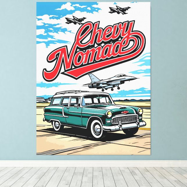 Lienzo Retro Classic Wagon Sky Pop Art Illustration Print (Insitu (piso de madera))