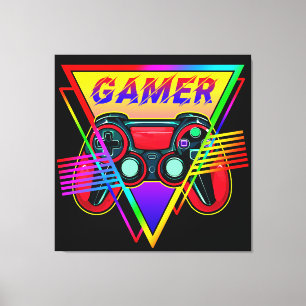 Lienzo Retro Colorido Lluvia de Colores Gamer Ordenador J