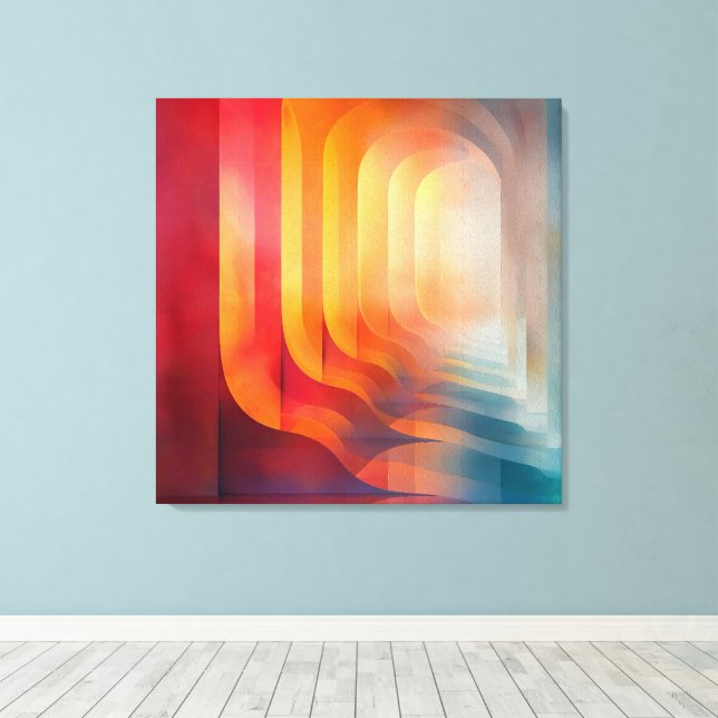 Lienzo Retro Glow Arches – Abstract Mid-Century (Insitu (piso de madera))