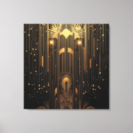 Lienzo Retro Gold Rain on Black Art Deco