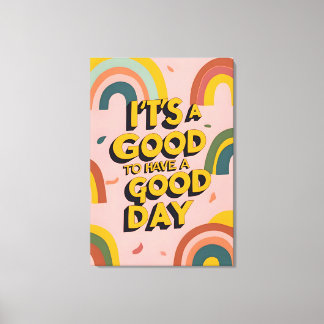 Lienzo Retro "Good Day" Motivational Quote Rainbow Print