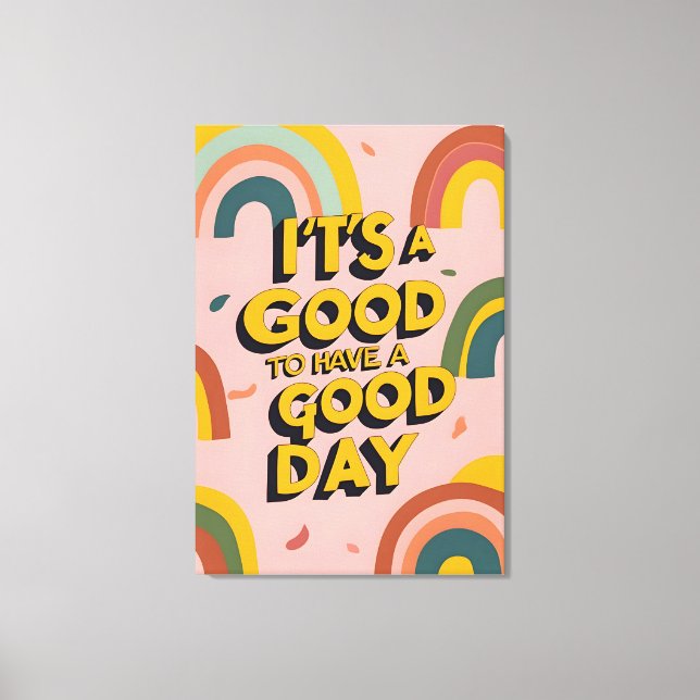 Lienzo Retro "Good Day" Motivational Quote Rainbow Print (Anverso)