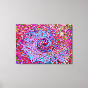Lienzo Retro Groovy Abstract Remolino de Lavanda y Magent