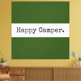 Lienzo Retro Happy Camper Text Forest Green White Strips