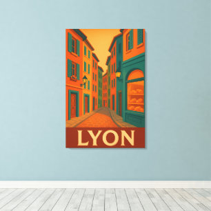 Lienzo Retro Lyon Francia Viajes : Moderno a mediados del