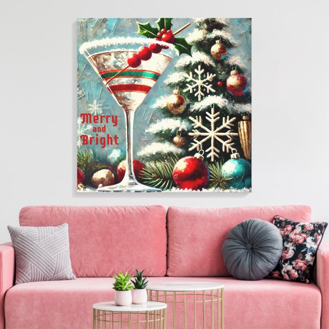 Lienzo Retro Martini de Navidad de Arándano y Copo de Nie (Insitu (Sala de estar))