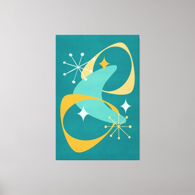 Lienzo Retro Mediados de Siglo Atómico Era Espacial 20 Ve (Anverso)
