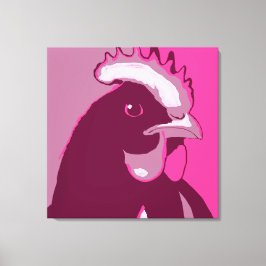 Lienzo Retro Muro Animal Pop Art Retrato De Pollo Rosa