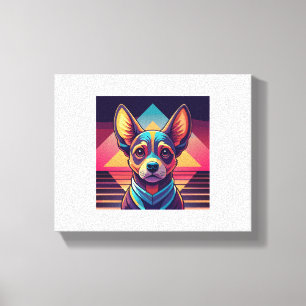 Lienzo Retro Neon Chihuahua - Vibrante Synthwave Dog Art
