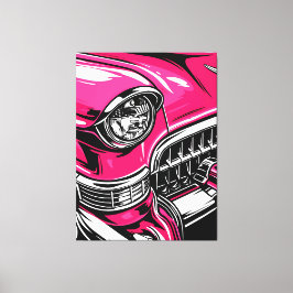 Lienzo Retro Pink Classic Car Front Pop Art Illustration