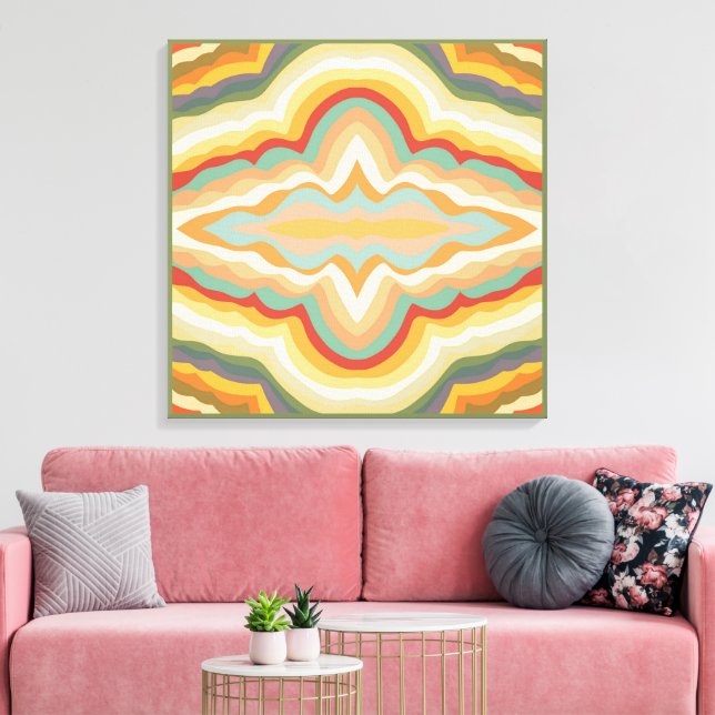 Lienzo Retro Pop Art Abstract Geometric Wavy Pattern (Insitu (Sala de estar))