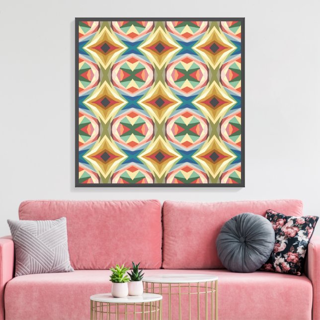 Lienzo Retro Pop Art Geometric Color Block Pattern (Insitu (Sala de estar))