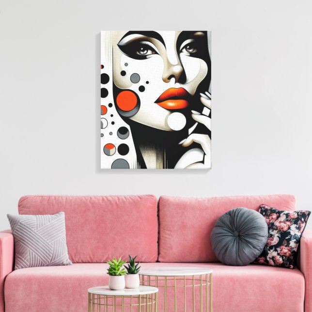 Lienzo Retro Pop Diva: Elegancia Geométrica Resumen de Ar (Insitu (Sala de estar))
