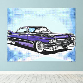 Lienzo Retro Purple Classic Car Side Pop Art