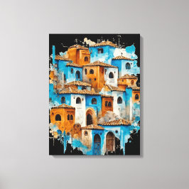Lienzo Retro Radiance: Chefchaouen's Blue Majesty