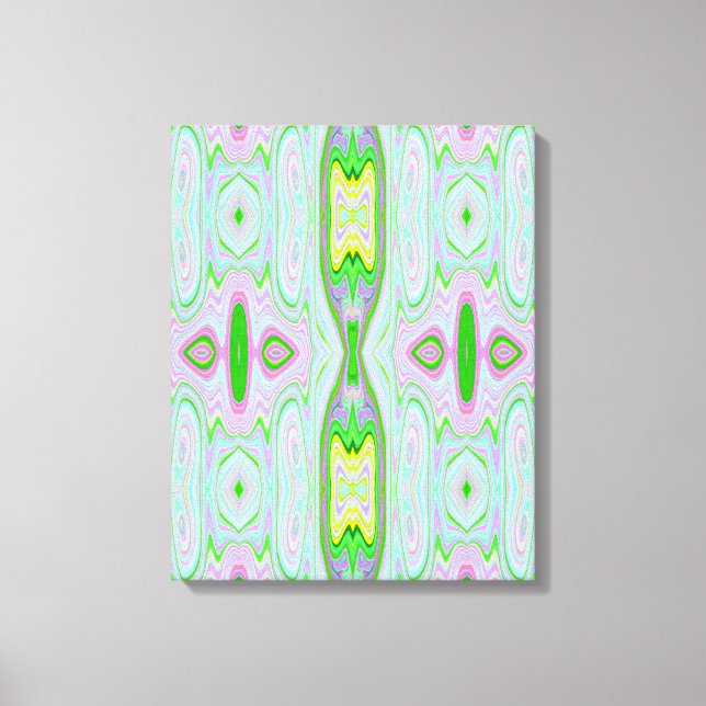 Lienzo Retro Resumen Rosa, Lime Green y Aqua Pattern (Anverso)