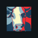 Lienzo Retro Retro Animal Wall Pop Art Cow Retrato<br><div class="desc">Esta obra de arte inspirada en el retro de amapola tiene nuestra clásica cabeza de vaca en blanco y azul rojo. Es vegano hasta la médula y un grito a nuestros amigos bovinos. Este diseño hecho a mano por Armagarden usa colores modernos para desprenderse de cualquier ropa de color que...</div>