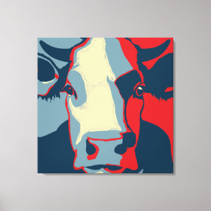 Lienzo Retro Retro Animal Wall Pop Art Cow Retrato
